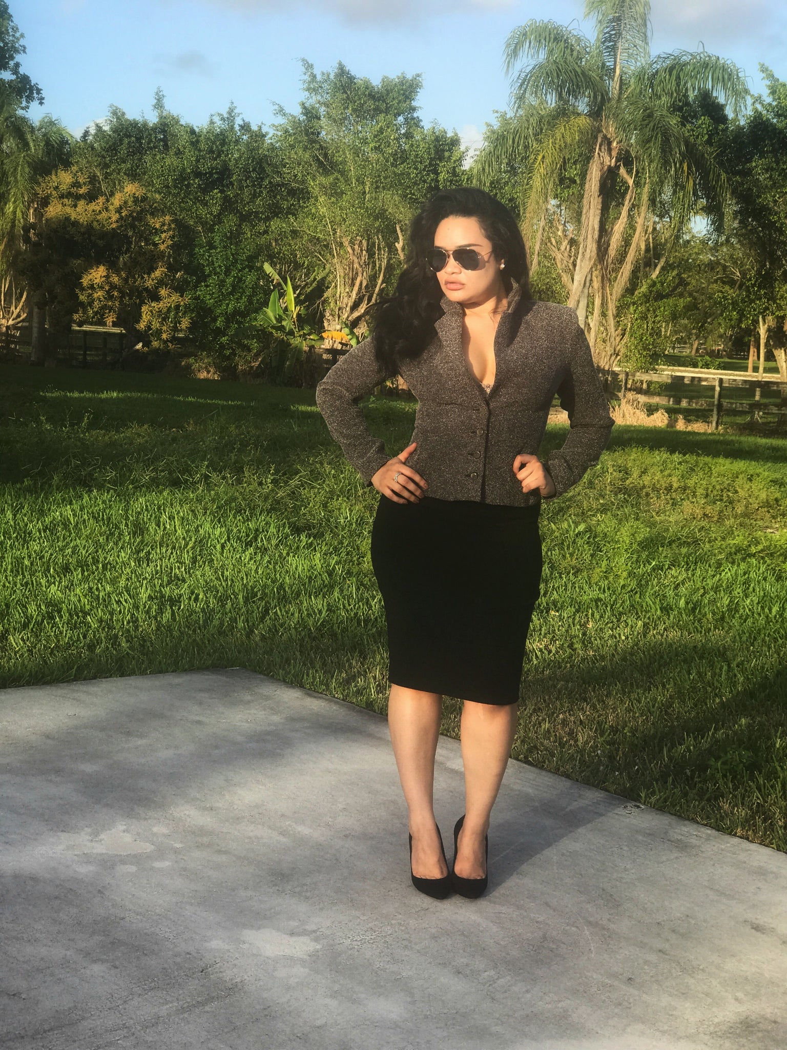 Button down tweed blazer